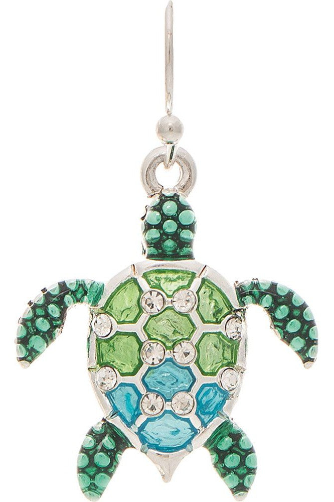 Rain Jewelry Silver Green Blue Sparkly Turtle Earring-Earrings-Rain Jewelry Collection-Deja Nu Boutique, Women's Fashion Boutique in Lampasas, Texas