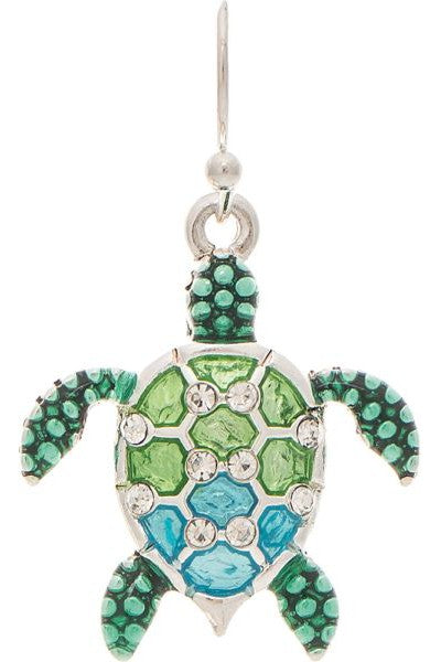 Rain Jewelry Silver Green Blue Sparkly Turtle Earring-Earrings-Rain Jewelry Collection-Deja Nu Boutique, Women's Fashion Boutique in Lampasas, Texas