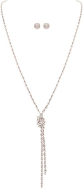 Rain Jewelry Silver Love Me Knot Rope Chain Necklace Set-Necklace Set-Rain Jewelry Collection-Deja Nu Boutique, Women's Fashion Boutique in Lampasas, Texas