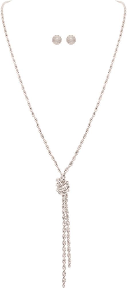 Rain Jewelry Silver Love Me Knot Rope Chain Necklace Set-Necklace Set-Rain Jewelry Collection-Deja Nu Boutique, Women's Fashion Boutique in Lampasas, Texas