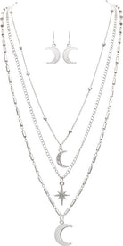 Rain Jewelry Silver Moons & Star Layer Chain Necklace Set-Necklace Set-Rain Jewelry Collection-Deja Nu Boutique, Women's Fashion Boutique in Lampasas, Texas