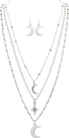 Rain Jewelry Silver Moons & Star Layer Chain Necklace Set-Necklace Set-Rain Jewelry Collection-Deja Nu Boutique, Women's Fashion Boutique in Lampasas, Texas