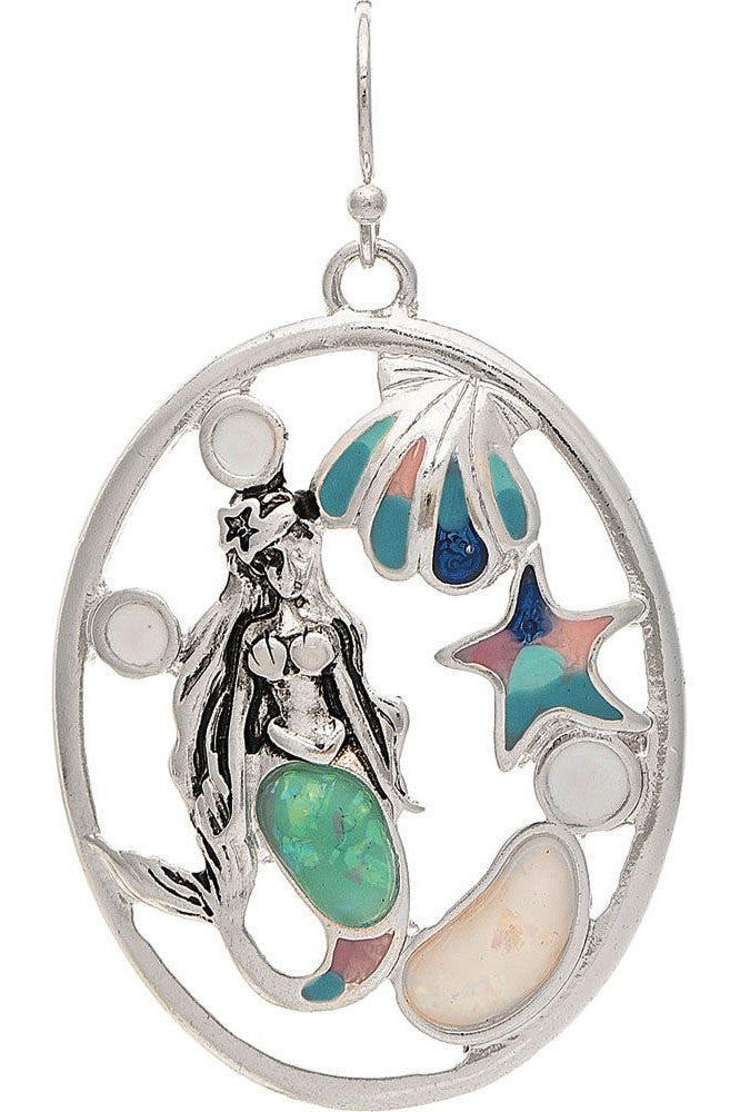 Rain Jewelry Silver Opal Resin Inlay Mermaid Earring-Earrings-Rain Jewelry Collection-Deja Nu Boutique, Women's Fashion Boutique in Lampasas, Texas