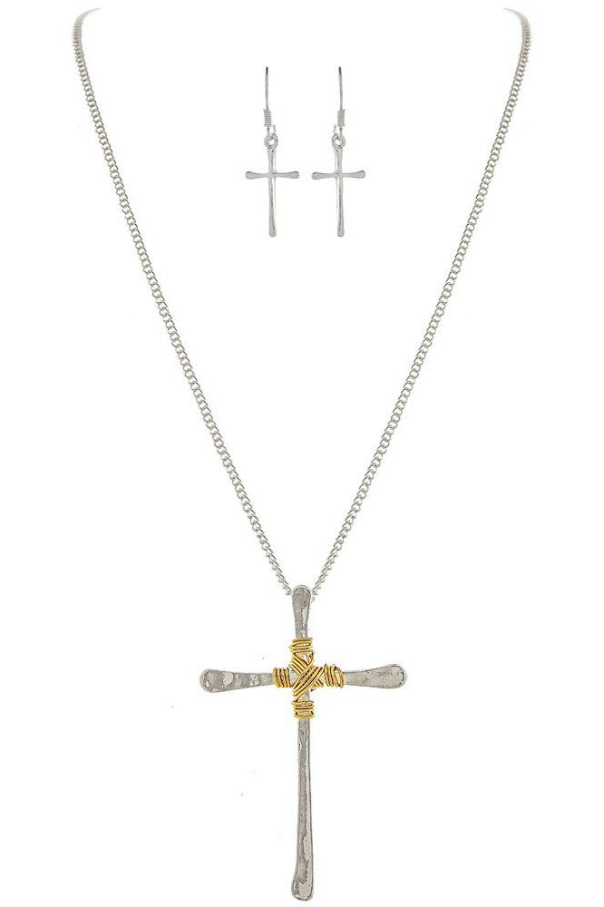 Rain Jewelry Silver Wrapped Cross Necklace Set-Jewelry Sets-Rain Jewelry Collection-Deja Nu Boutique, Women's Fashion Boutique in Lampasas, Texas