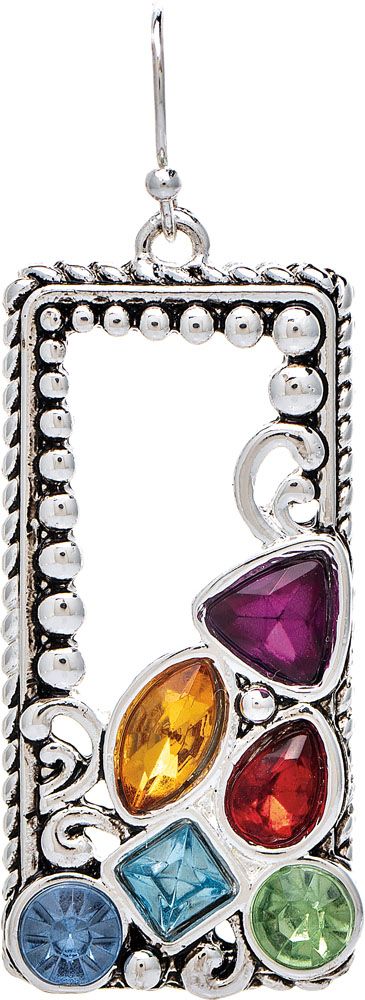 Rain Jewelry Silver Gem Set Bali Granulated Rectangle Earrings-Earrings-Rain Jewelry Collection-Deja Nu Boutique, Women's Fashion Boutique in Lampasas, Texas