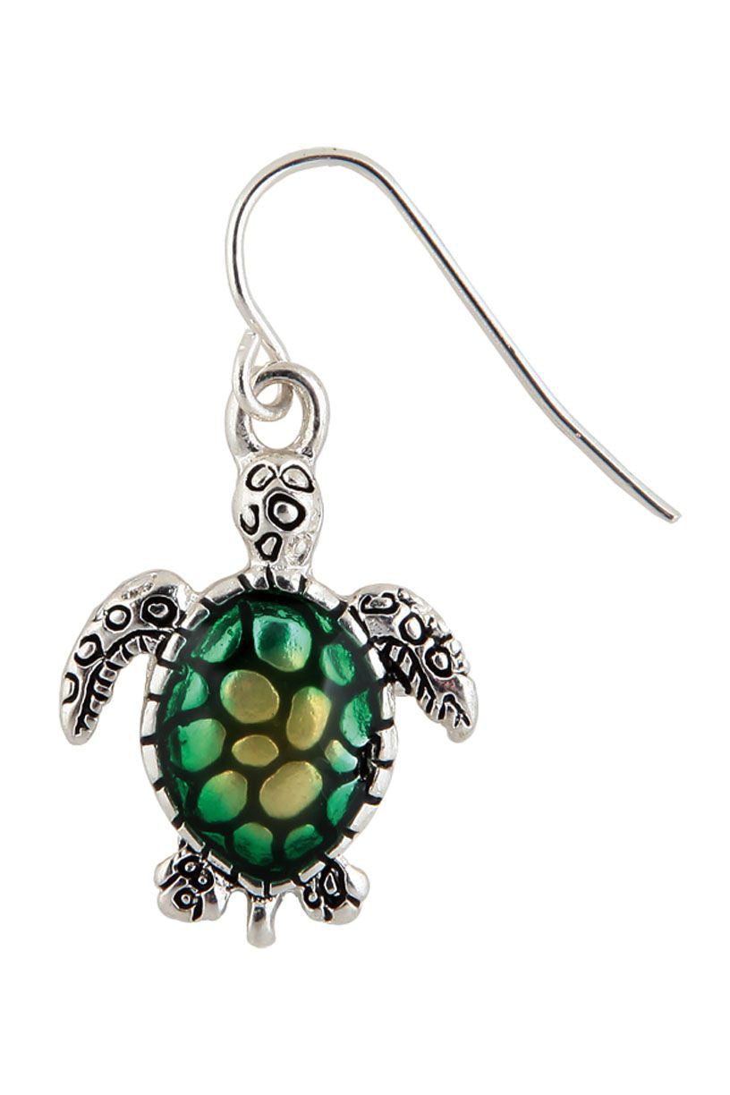 Rain Jewelry Silver Green Enamel Turtle Loggerhead Sea Turtle Earring-Earrings-Rain Jewelry Collection-Deja Nu Boutique, Women's Fashion Boutique in Lampasas, Texas