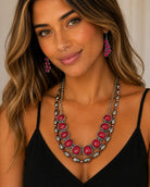 Red Squash Blossom Necklace & Earring Set-Necklace Set-Deja Nu-Deja Nu Boutique, Women's Fashion Boutique in Lampasas, Texas