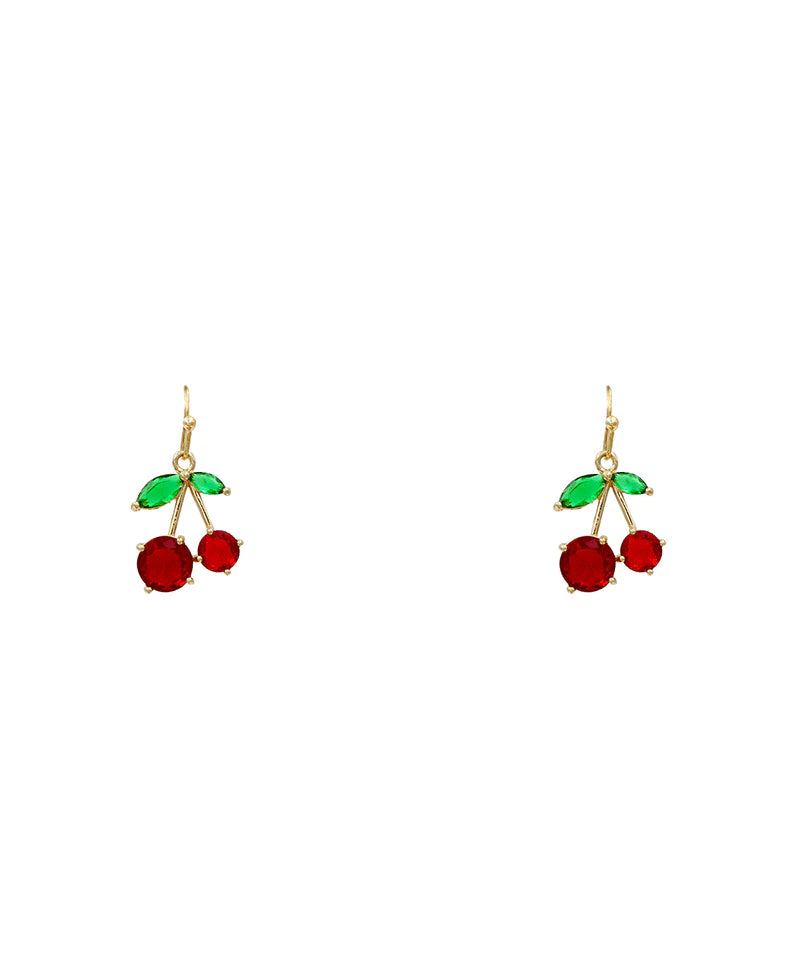 🍒 Rhinestone Cherry Drop Earrings – Sweet Sparkle for Any Look-Earrings-Deja Nu Tx-Deja Nu Boutique, Women's Fashion Boutique in Lampasas, Texas