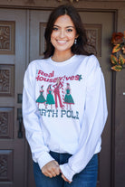 Rose Canyon Ranch Free 2 B Real Housewives Of The North Pole White Sweatshirt-Tops-Rose Canyon Ranch Free 2 B-Deja Nu Boutique, Women's Fashion Boutique in Lampasas, Texas