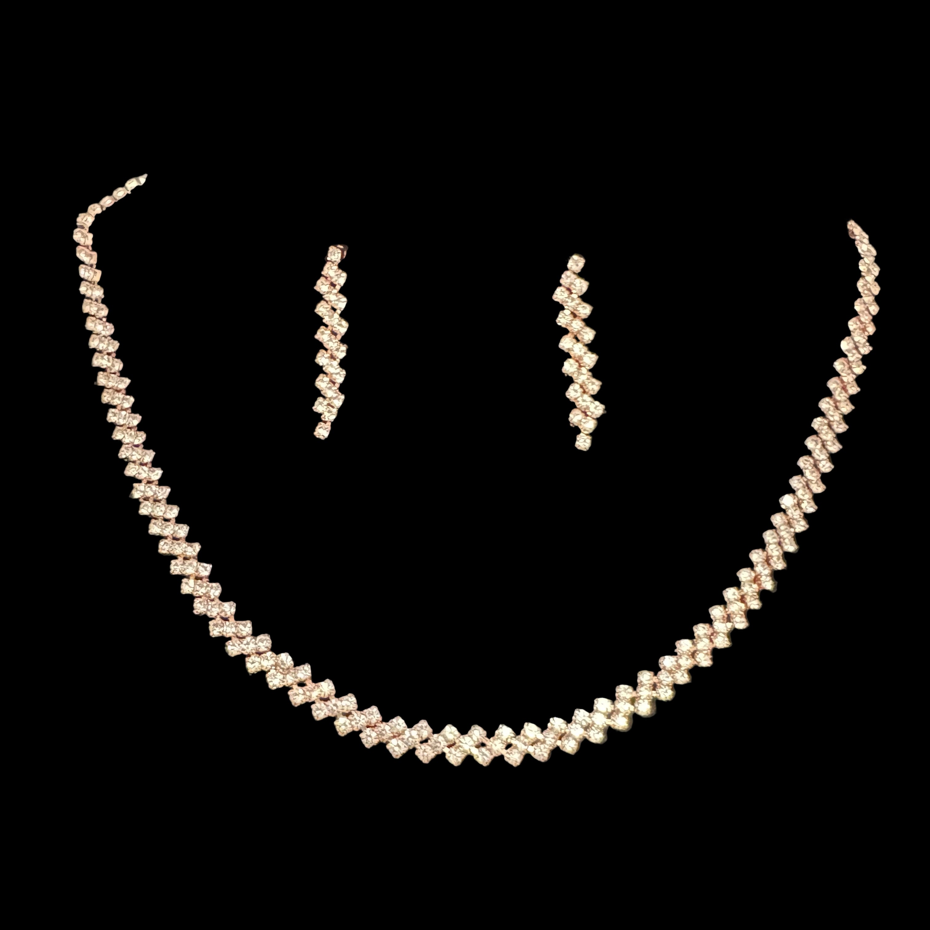 Rose Gold Crystal Necklace & Earring Set-Necklace Set-Deja Nu Tx-Deja Nu Boutique, Women's Fashion Boutique in Lampasas, Texas