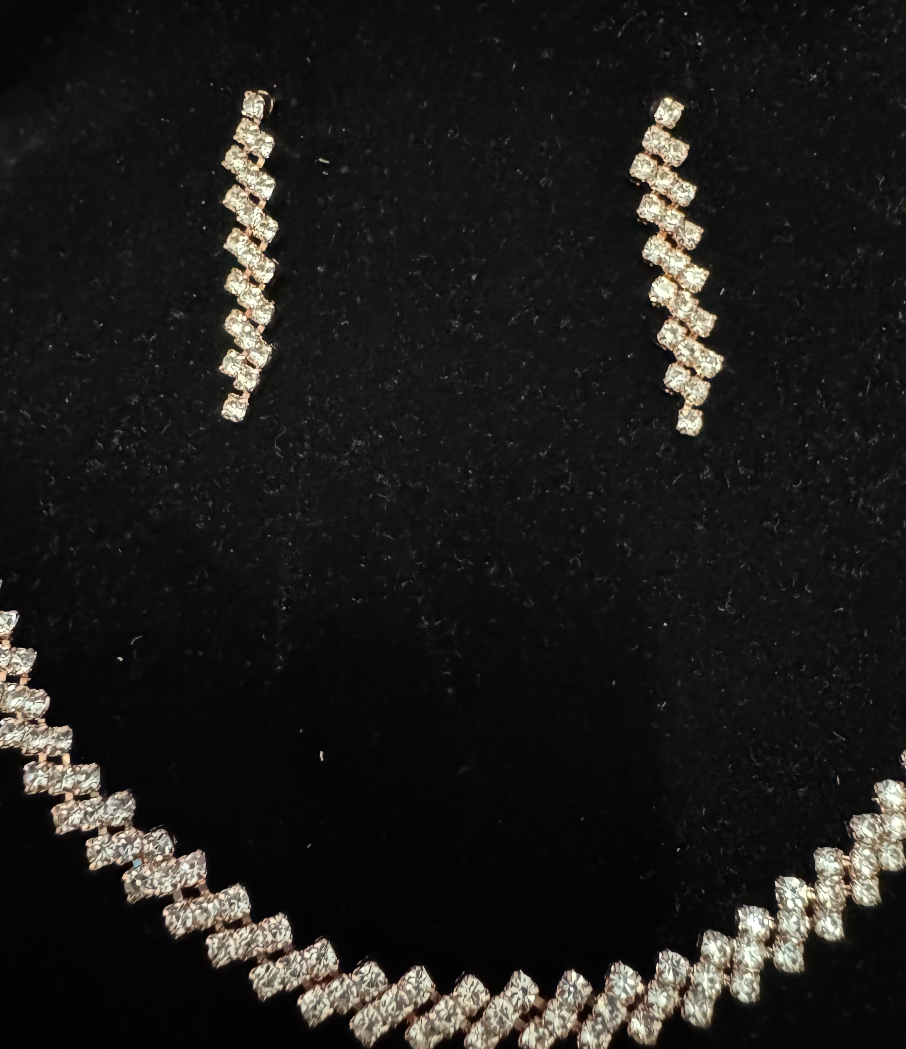 Rose Gold Crystal Necklace & Earring Set-Necklace Set-Deja Nu Tx-Deja Nu Boutique, Women's Fashion Boutique in Lampasas, Texas