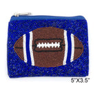 Royal Blue Football Seed Beads Coin Pouch-Coin Purse-Deja Nu-Deja Nu Boutique, Women's Fashion Boutique in Lampasas, Texas