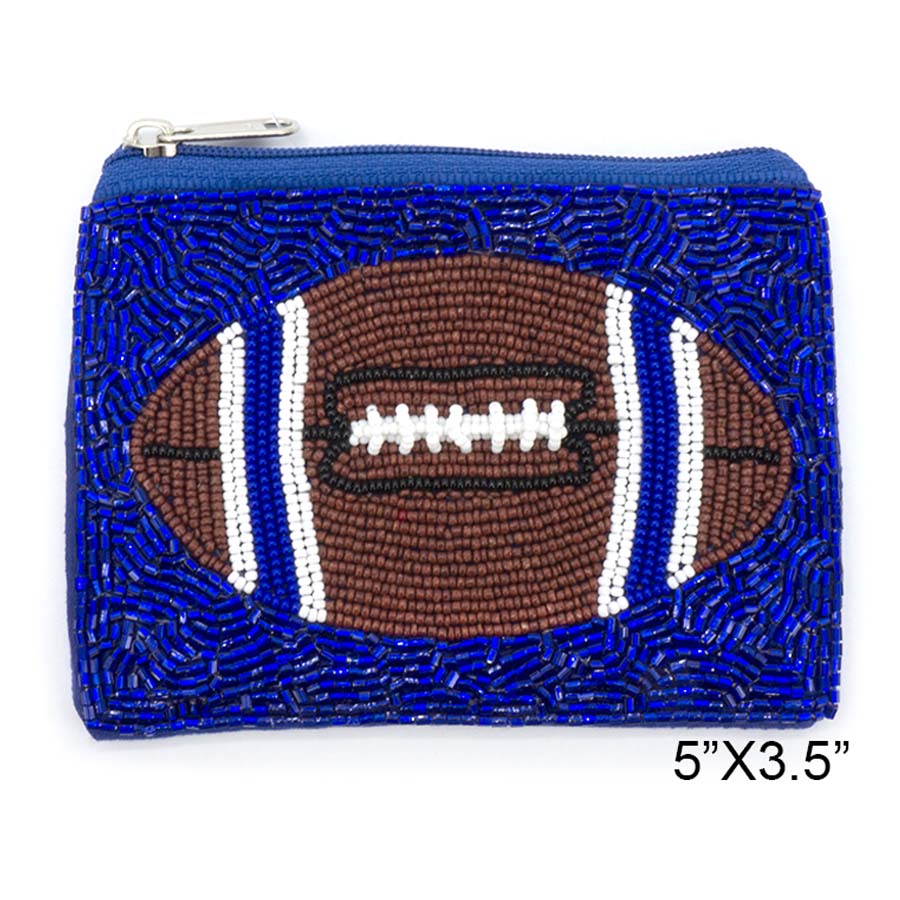 Royal Blue Football Seed Beads Coin Pouch-Coin Purse-Deja Nu-Deja Nu Boutique, Women's Fashion Boutique in Lampasas, Texas