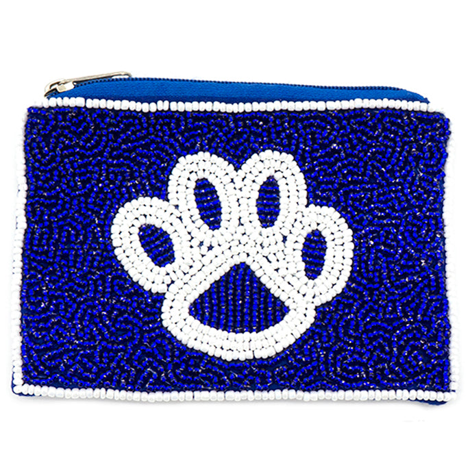 Royal Blue Paw Print Seed Beads Coin Pouch-Coin Purse-Deja Nu-Deja Nu Boutique, Women's Fashion Boutique in Lampasas, Texas