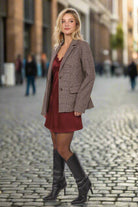 Sadie & Sage Ambition Houndstooth Blazer in Dark Brown-Blazers-Sadie & Sage-Deja Nu Boutique, Women's Fashion Boutique in Lampasas, Texas