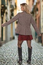 Sadie & Sage Ambition Houndstooth Blazer in Dark Brown-Blazers-Sadie & Sage-Deja Nu Boutique, Women's Fashion Boutique in Lampasas, Texas