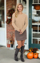 Sadie & Sage Ambition Houndstooth Mini Skirt in Dark Brown-Skirts-Sadie & Sage-Deja Nu Boutique, Women's Fashion Boutique in Lampasas, Texas