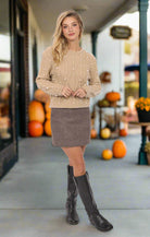 Sadie & Sage Ambition Houndstooth Mini Skirt in Dark Brown-Skirts-Sadie & Sage-Deja Nu Boutique, Women's Fashion Boutique in Lampasas, Texas