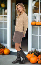 Sadie & Sage Ambition Houndstooth Mini Skirt in Dark Brown-Skirts-Sadie & Sage-Deja Nu Boutique, Women's Fashion Boutique in Lampasas, Texas