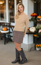 Sadie & Sage Ambition Houndstooth Mini Skirt in Dark Brown-Skirts-Sadie & Sage-Deja Nu Boutique, Women's Fashion Boutique in Lampasas, Texas