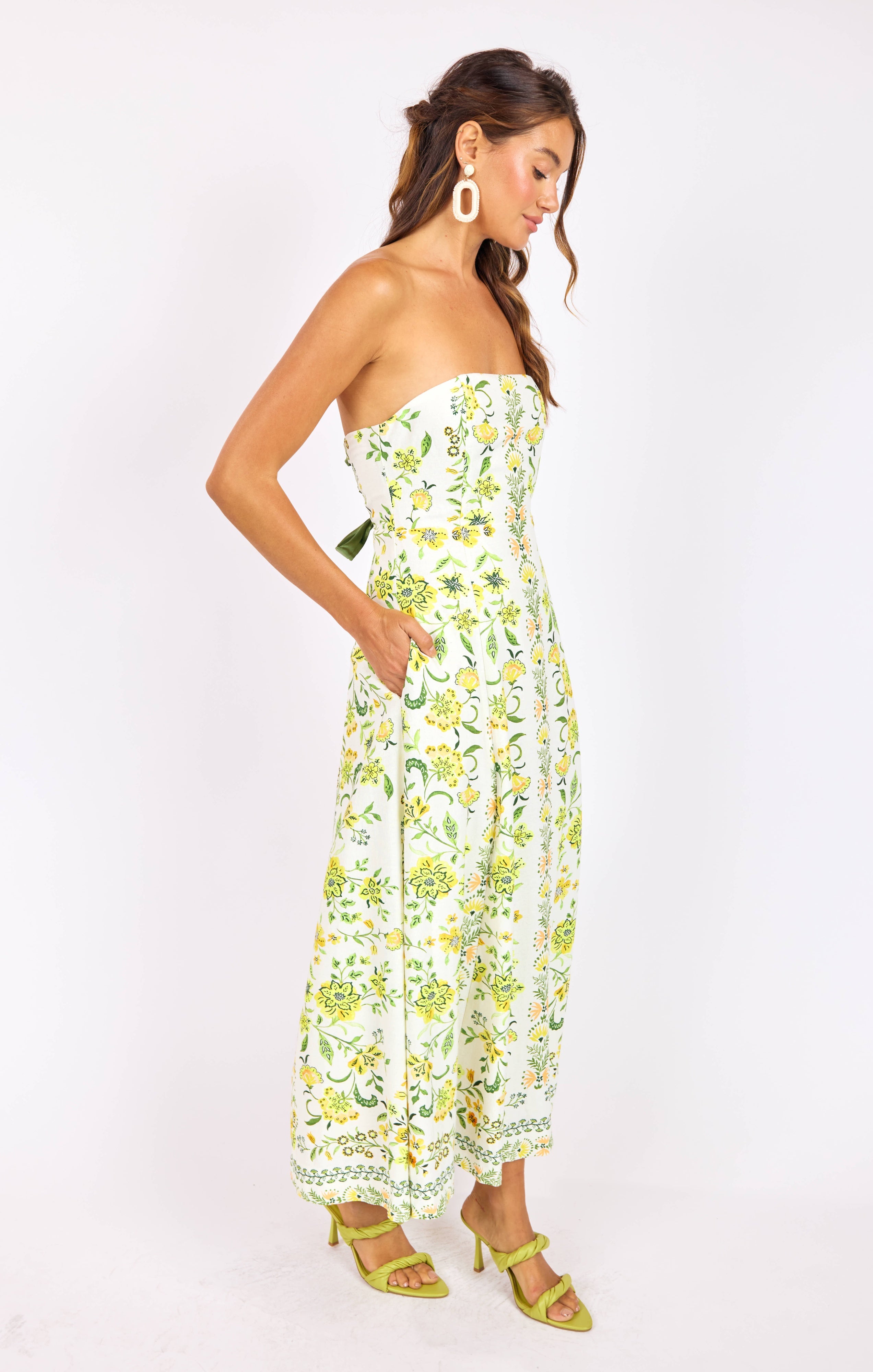 Sadie & Sage Dandelion Dreams Tube Maxi Dress in Citron Multi-Dresses-Sadie & Sage-Deja Nu Boutique, Women's Fashion Boutique in Lampasas, Texas