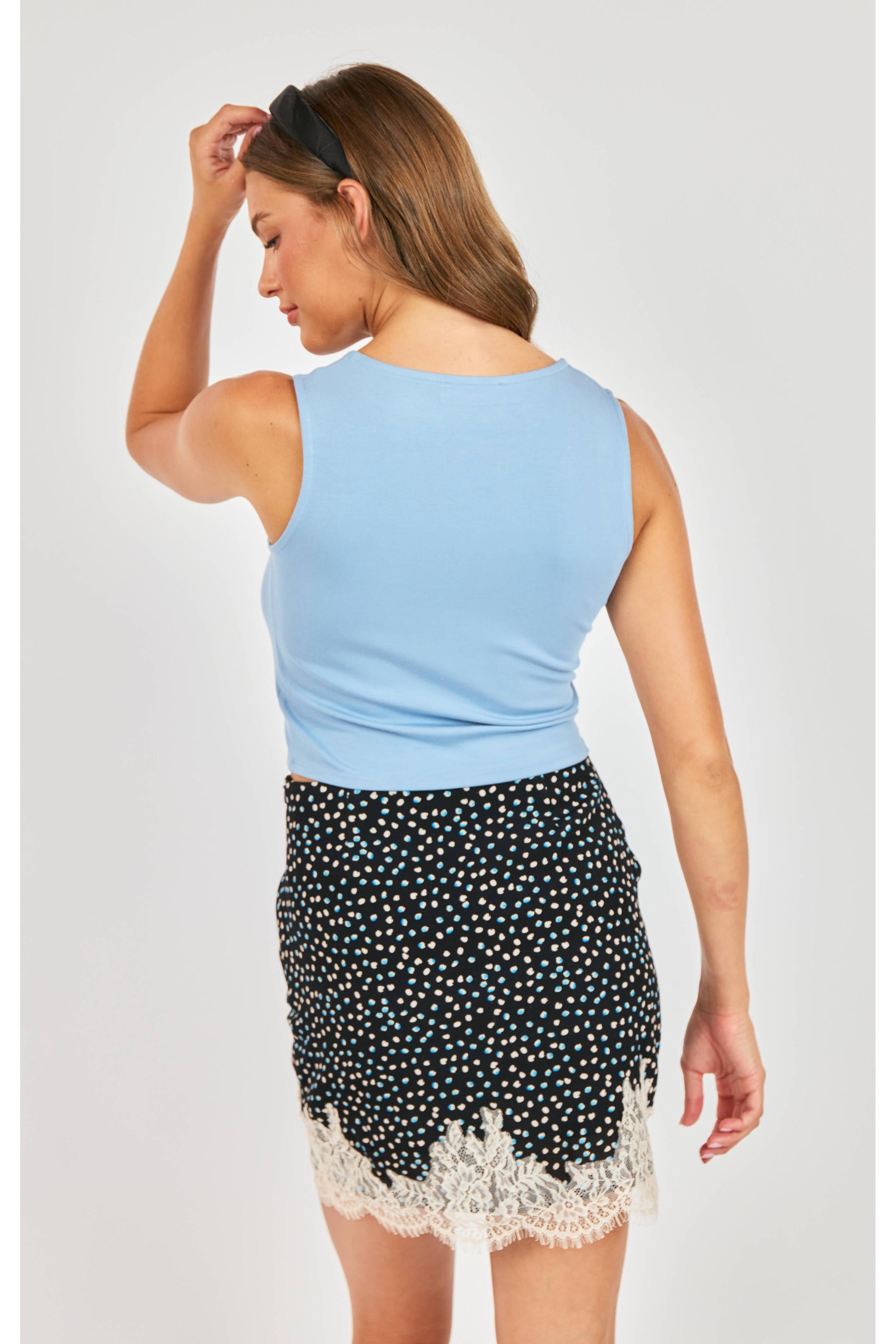 Sadie & Sage Dearly Square Neck Tank in Blue-Camis/Tanks-Sadie & Sage-Deja Nu Boutique, Women's Fashion Boutique in Lampasas, Texas