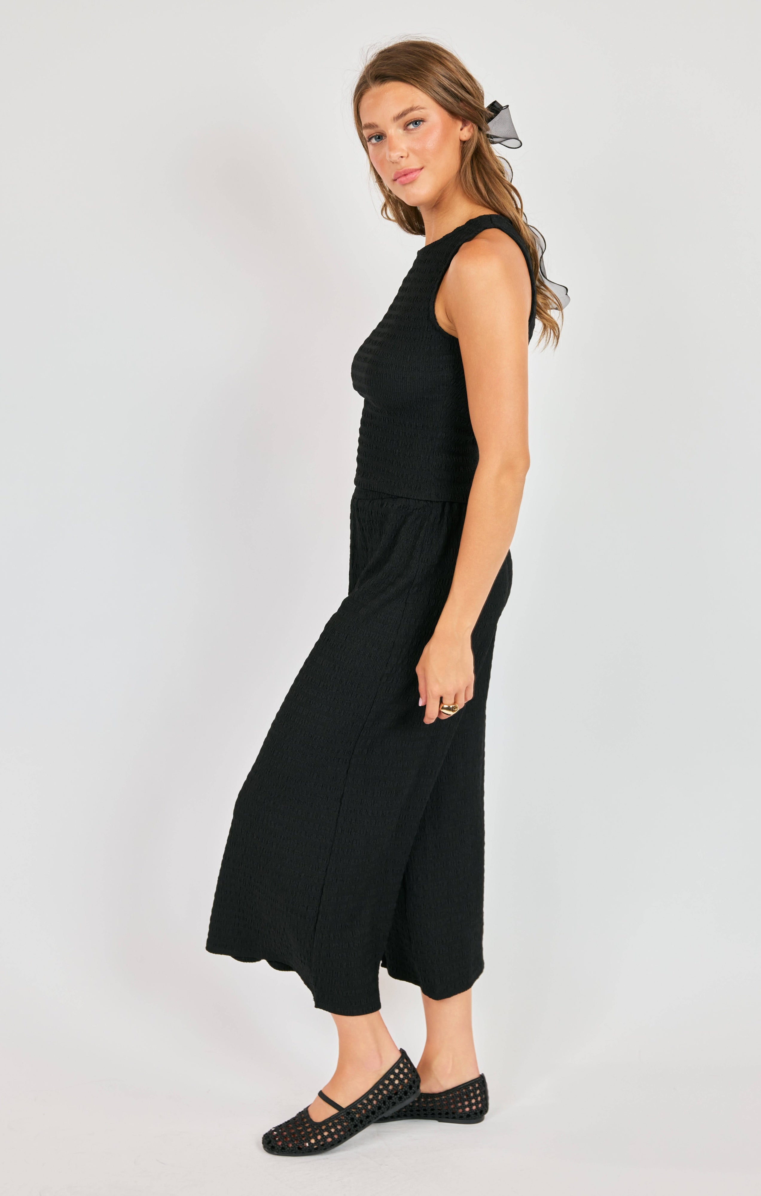 Sadie & Sage Howdy Honey Textured Pants in Black-Pants-Sadie & Sage-Deja Nu Boutique, Women's Fashion Boutique in Lampasas, Texas