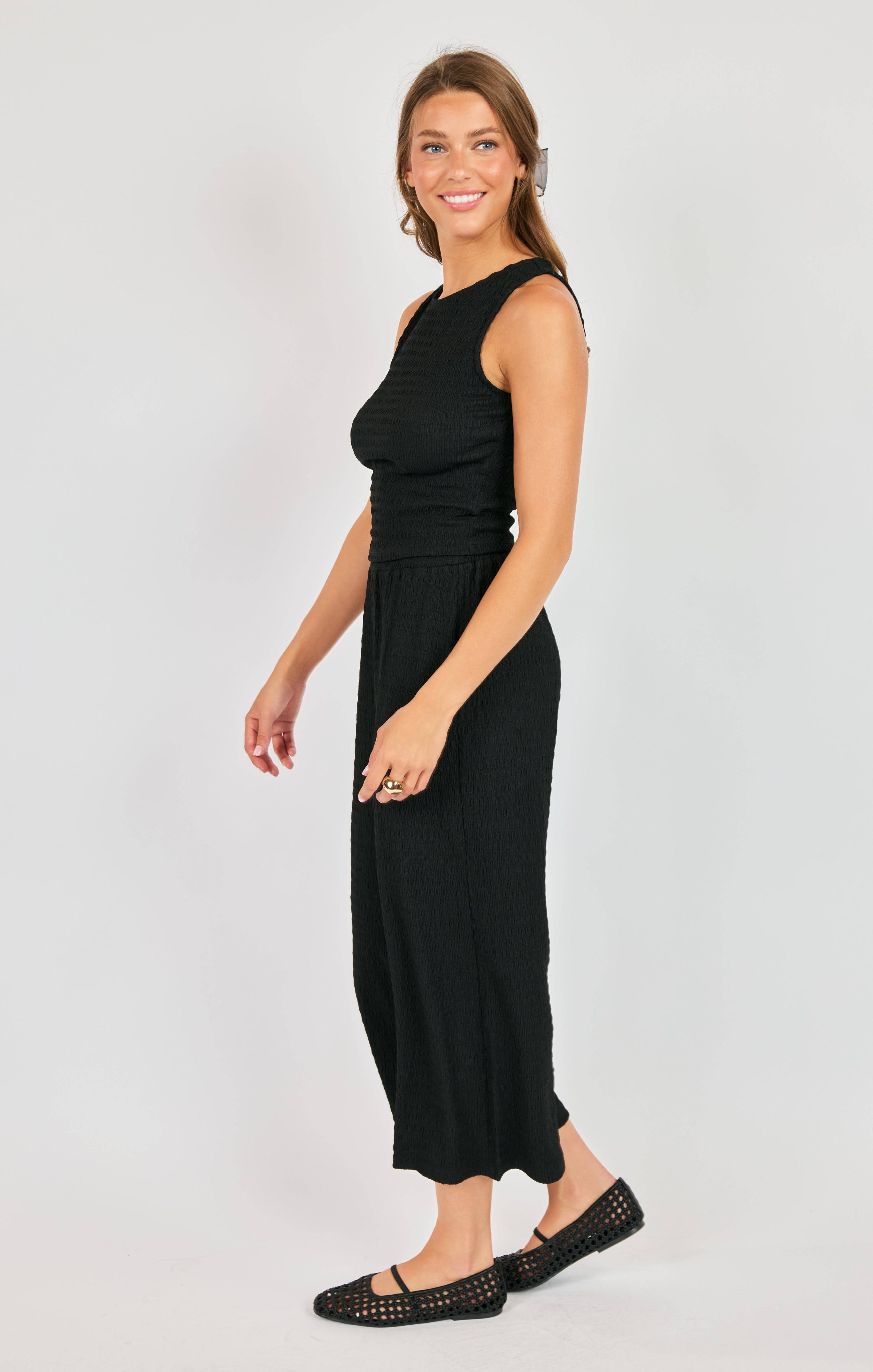 Sadie & Sage Howdy Honey Textured Tank – Black-tank-Sadie & Sage-Deja Nu Boutique, Women's Fashion Boutique in Lampasas, Texas