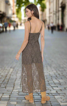 Sadie & Sage Low Lights Lace Slip Midi Dress – Olive Sheer Midi with Lining-Midi Dresses-Sadie & Sage-Deja Nu Boutique, Women's Fashion Boutique in Lampasas, Texas