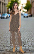 Sadie & Sage Low Lights Lace Slip Midi Dress – Olive Sheer Midi with Lining-Midi Dresses-Sadie & Sage-Deja Nu Boutique, Women's Fashion Boutique in Lampasas, Texas