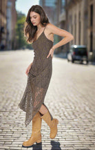 Sadie & Sage Low Lights Lace Slip Midi Dress – Olive Sheer Midi with Lining-Midi Dresses-Sadie & Sage-Deja Nu Boutique, Women's Fashion Boutique in Lampasas, Texas