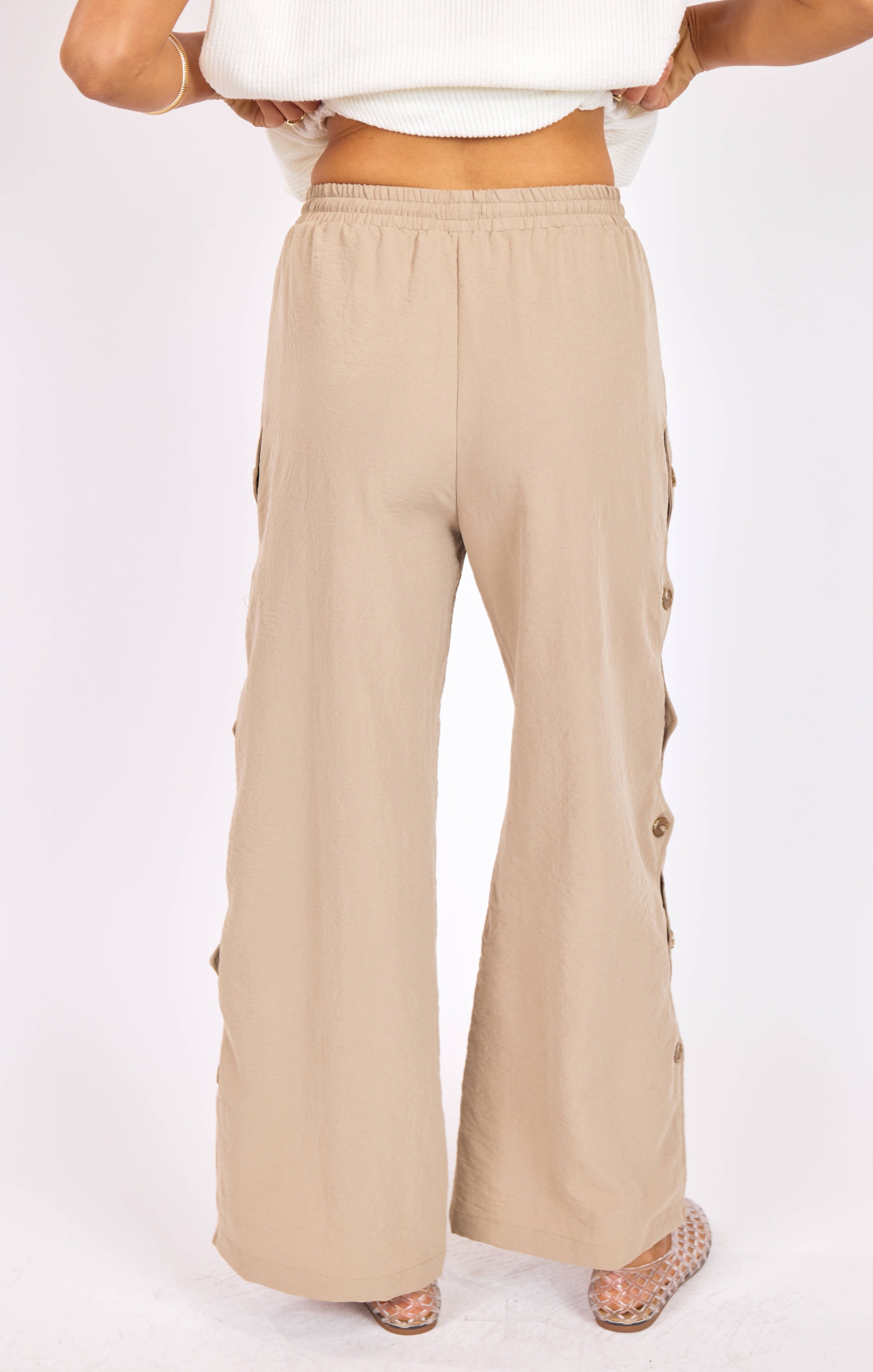 Sadie & Sage Natural Roots Button Pants in Khaki-Pants-Sadie & Sage-Deja Nu Boutique, Women's Fashion Boutique in Lampasas, Texas