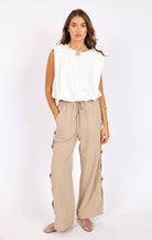 Sadie & Sage Natural Roots Button Pants in Khaki-Pants-Sadie & Sage-Deja Nu Boutique, Women's Fashion Boutique in Lampasas, Texas