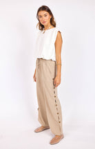 Sadie & Sage Natural Roots Button Pants in Khaki-Pants-Sadie & Sage-Deja Nu Boutique, Women's Fashion Boutique in Lampasas, Texas