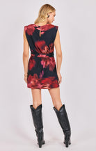 Sadie & Sage Opulent Shadows Strong Shoulder Mini Dress in Black Multi-mini dress-Sadie & Sage-Deja Nu Boutique, Women's Fashion Boutique in Lampasas, Texas