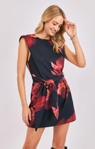 Sadie & Sage Opulent Shadows Strong Shoulder Mini Dress in Black Multi-mini dress-Sadie & Sage-Deja Nu Boutique, Women's Fashion Boutique in Lampasas, Texas