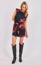 Sadie & Sage Opulent Shadows Strong Shoulder Mini Dress in Black Multi-mini dress-Sadie & Sage-Deja Nu Boutique, Women's Fashion Boutique in Lampasas, Texas