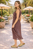 Sadie & Sage So Cal Midi Dress in Chocolate (Style AJ1321)-Midi Dresses-Sadie & Sage-Deja Nu Boutique, Women's Fashion Boutique in Lampasas, Texas