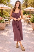 Sadie & Sage So Cal Midi Dress in Chocolate (Style AJ1321)-Midi Dresses-Sadie & Sage-Deja Nu Boutique, Women's Fashion Boutique in Lampasas, Texas