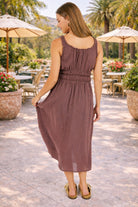 Sadie & Sage So Cal Midi Dress in Chocolate (Style AJ1321)-Midi Dresses-Sadie & Sage-Deja Nu Boutique, Women's Fashion Boutique in Lampasas, Texas