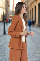 Sadie & Sage Sundown Blazer with Front Pockets – Rusty Brown-Blazers-Sadie & Sage-Deja Nu Boutique, Women's Fashion Boutique in Lampasas, Texas