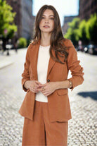 Sadie & Sage Sundown Blazer with Front Pockets – Rusty Brown-Blazers-Sadie & Sage-Deja Nu Boutique, Women's Fashion Boutique in Lampasas, Texas
