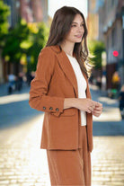 Sadie & Sage Sundown Blazer with Front Pockets – Rusty Brown-Blazers-Sadie & Sage-Deja Nu Boutique, Women's Fashion Boutique in Lampasas, Texas