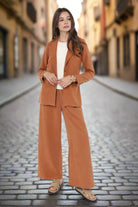 Sadie & Sage Sundown Blazer with Front Pockets – Rusty Brown-Blazers-Sadie & Sage-Deja Nu Boutique, Women's Fashion Boutique in Lampasas, Texas