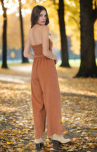 Sadie & Sage Sundown Tube Top Belted Jumpsuit in Rusty Brown-Rompers & Jumpsuits-Sadie & Sage-Deja Nu Boutique, Women's Fashion Boutique in Lampasas, Texas