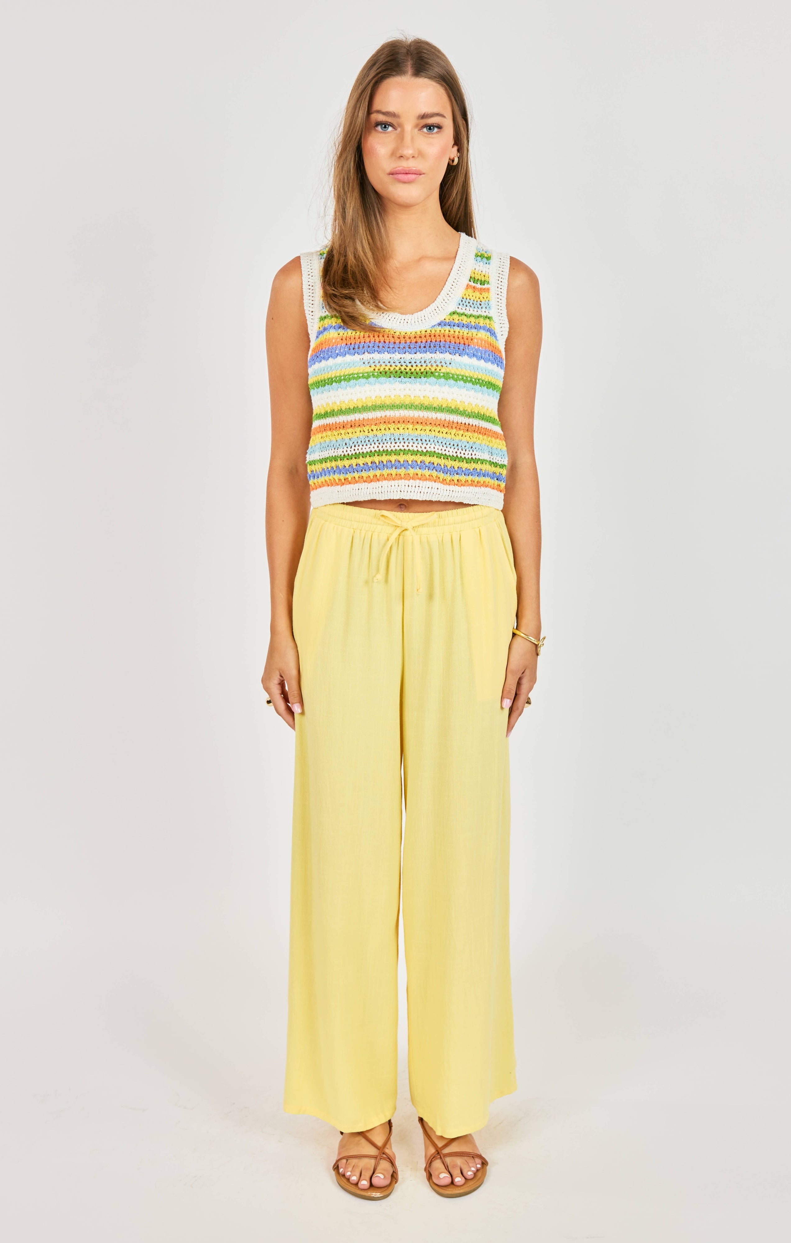 Sadie & Sage Sylvia Stripe Sweater Tank/Vest in Multi-tank-Sadie & Sage-Deja Nu Boutique, Women's Fashion Boutique in Lampasas, Texas