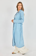 Sadie & Sage “It’s Pouring” Light Chambray Duster Coat with Braided Belt (Style AJ1504)-Outerwear-Sadie & Sage-Deja Nu Boutique, Women's Fashion Boutique in Lampasas, Texas