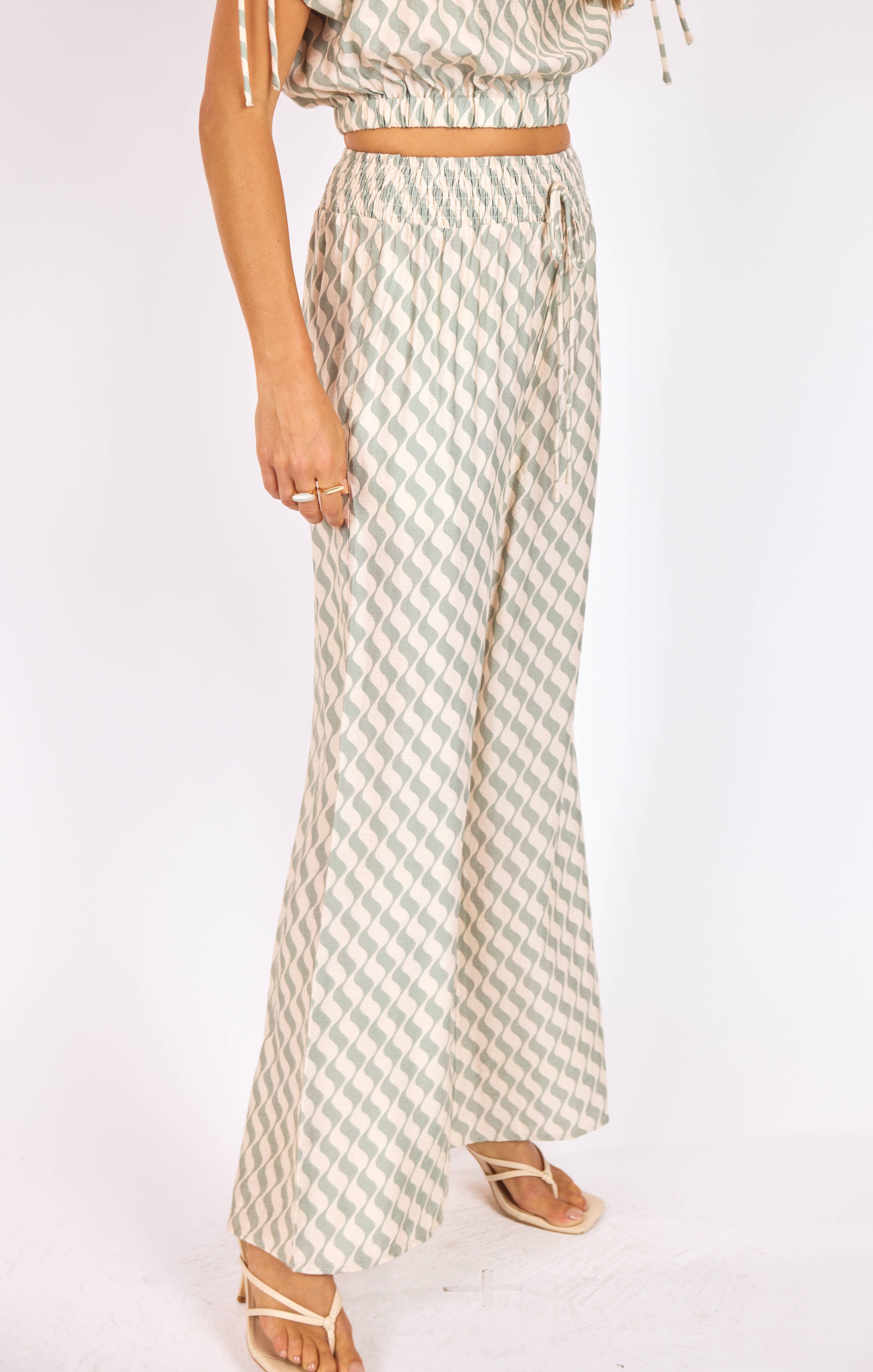 Sadie & Sage Light A Spark Pull on Pant in Sage Cream-Pants-Sadie & Sage-Deja Nu Boutique, Women's Fashion Boutique in Lampasas, Texas