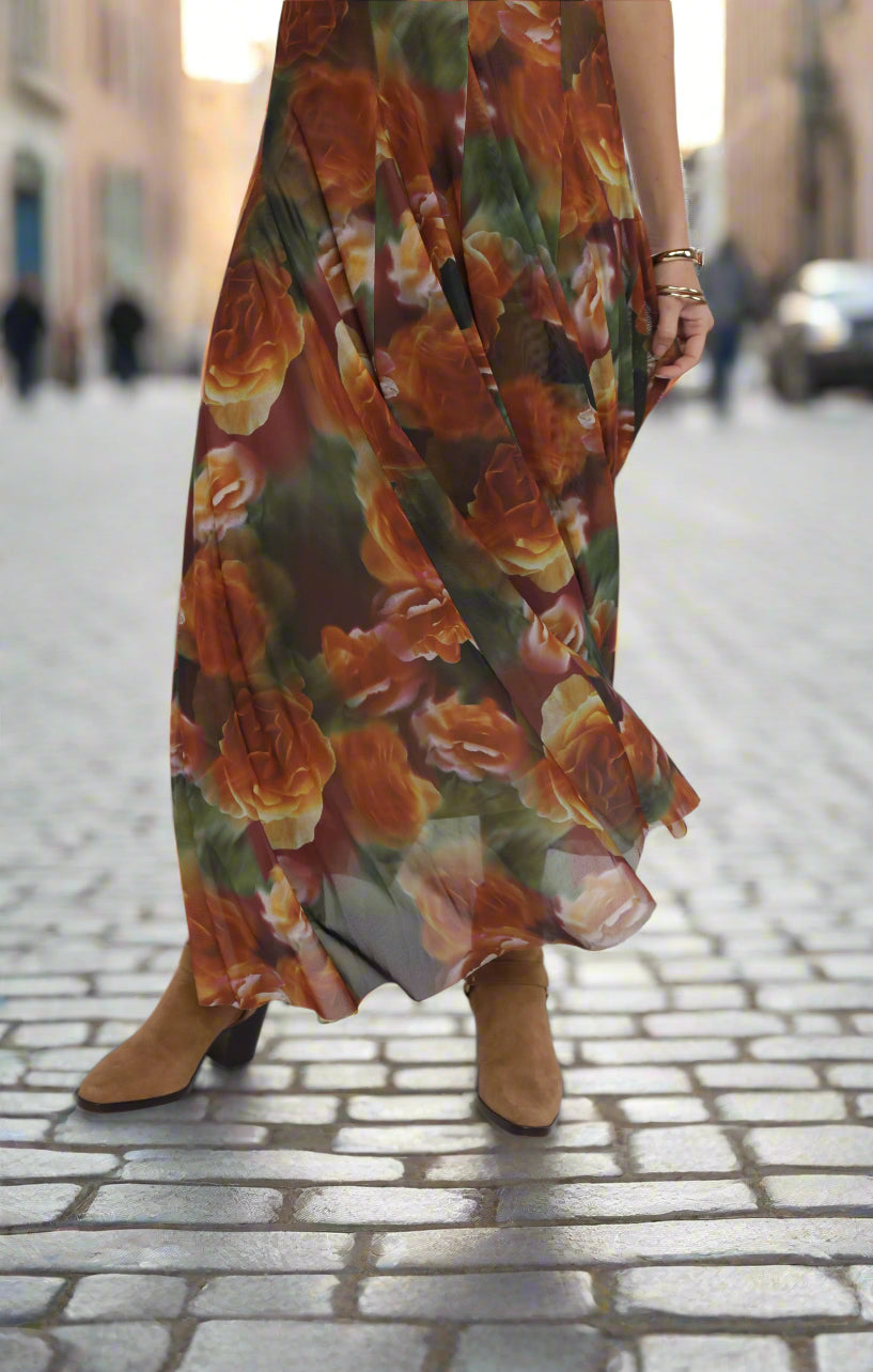 Sage The Label Heart Beats Floral Godet Maxi Dress – Rose Petal Multi-Maxi Dresses-Sage The Label-Deja Nu Boutique, Women's Fashion Boutique in Lampasas, Texas