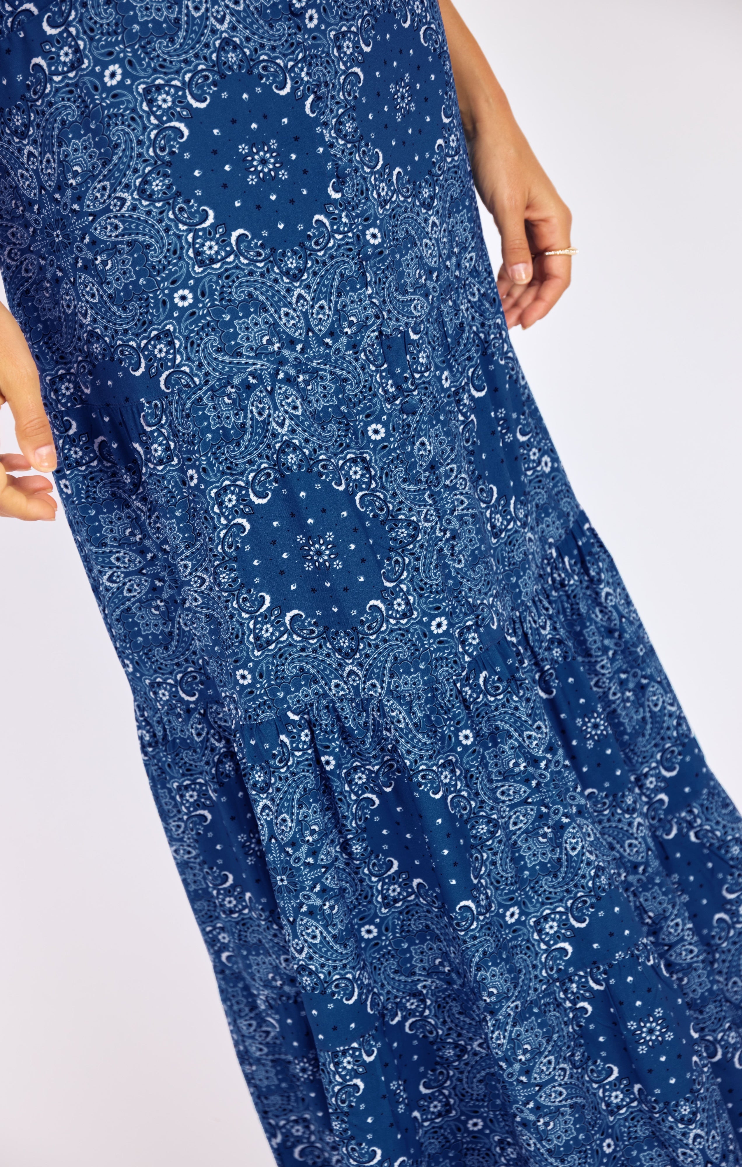 Sage the Label NUCOUNTRY Maxi Dress in Blue Multi-Maxi Dresses-Sage The Label-Deja Nu Boutique, Women's Fashion Boutique in Lampasas, Texas